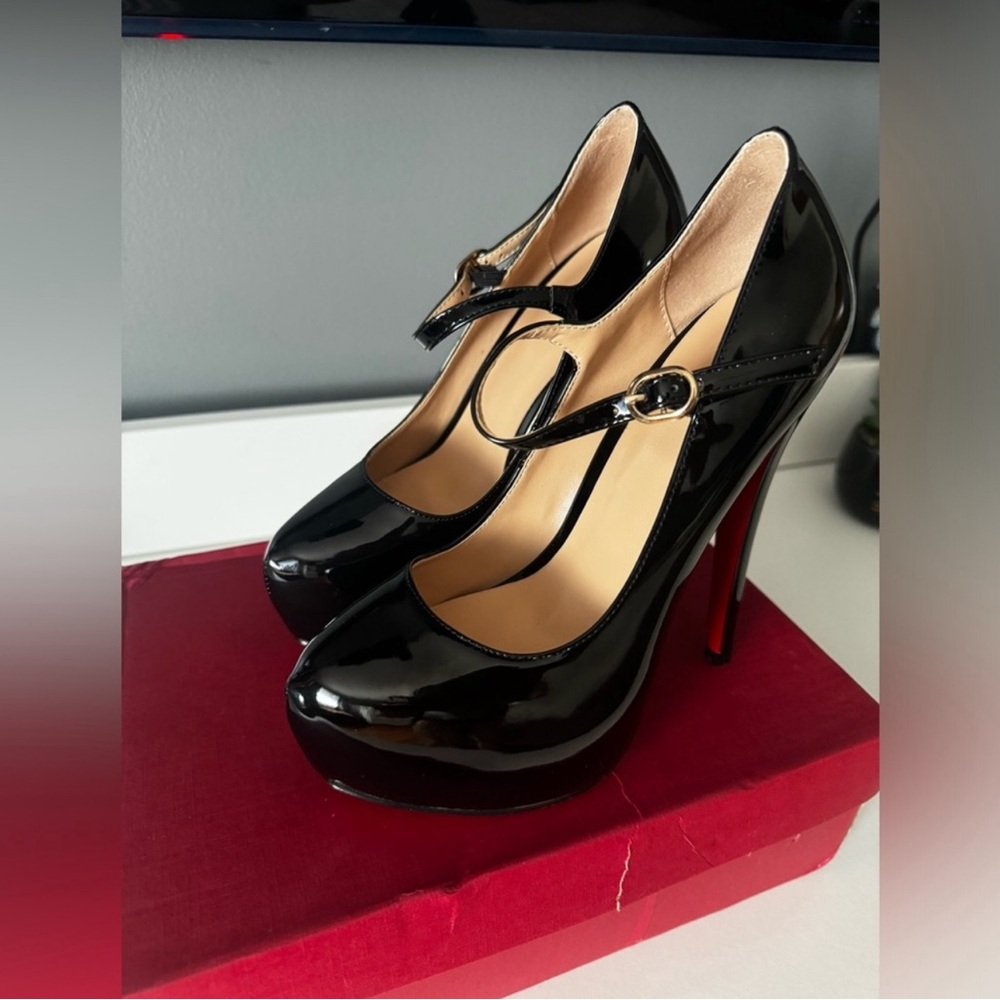 Womens Ankle Strap Stilettos High Heels Platform Black Size 5.5 New🍀 - Picture 6 of 6